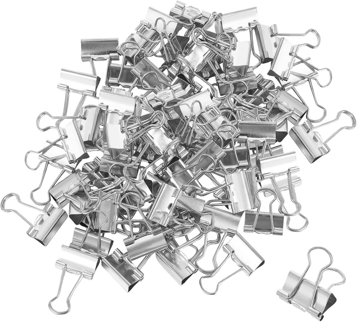 Thijox - 80 stuks foldback knijpers 19 mm metalen paperclips nietjes clips voor zakjes handige patroonklemmen zilver perfect voor kantoor, school en h
