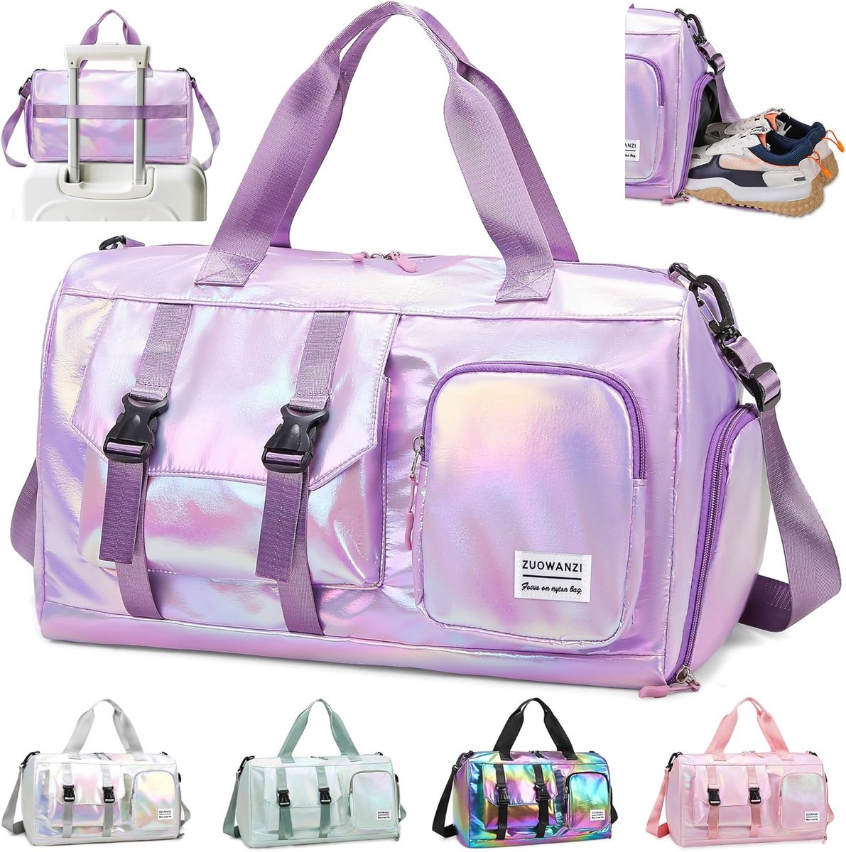 SnelShoppen - Sporttas Reisbagage voor Dames met Schoencompartiment en Vochtige Zak - Grote Weekend Gymtas - Waterdichte Trainingstas voor Fitness en