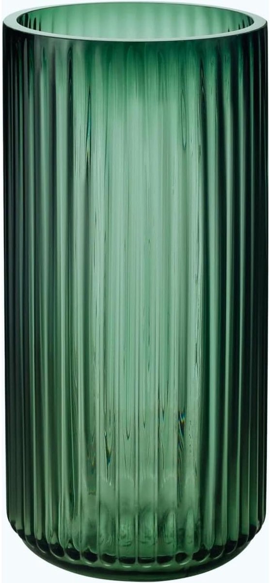 SnelShoppen - Decoratieve Ribbed Glass Vaas 20 cm - Groene Vaas van Hoogwaardige Ribglas - Ideaal voor Rustieke en Moderne Bloemstukken - Perfect voor