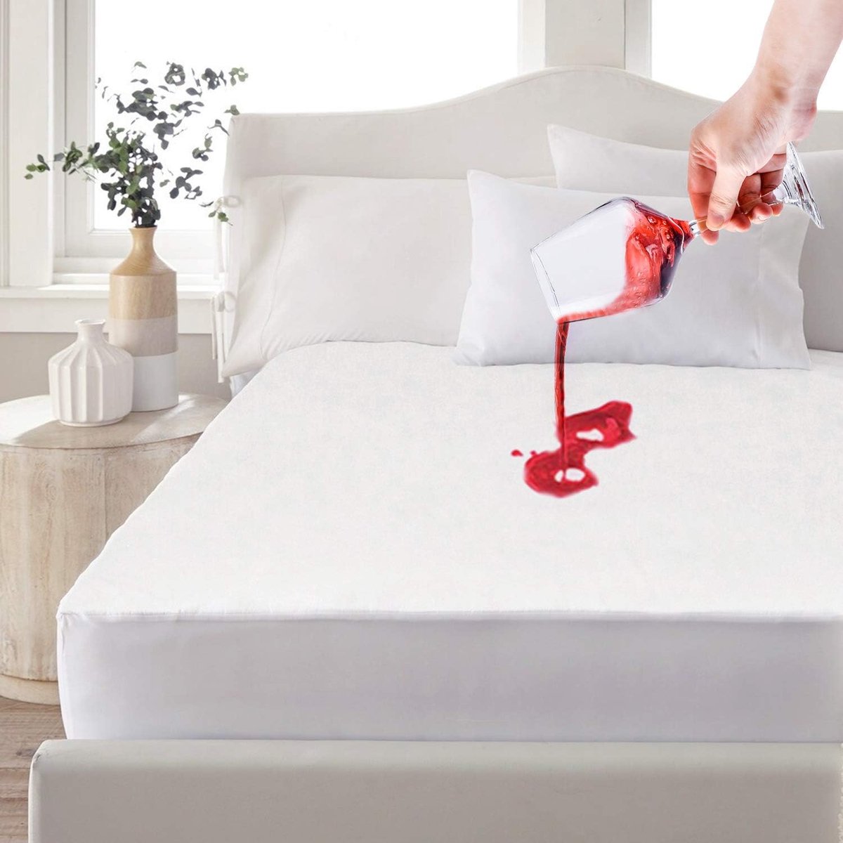 SnelShoppen - Waterdichte Matrasbeschermer 200 x 200 cm, Hoogte 30 cm, Hypoallergene Fitted Sheet, Ademend, Schimmel- en Bacteriebescherming voor Comf