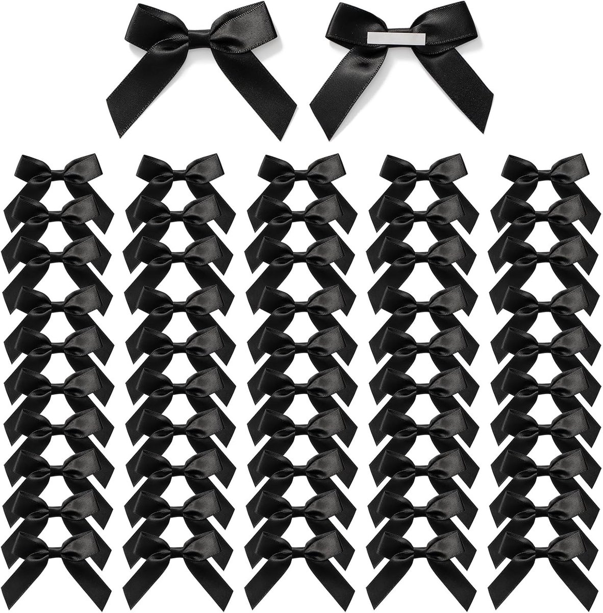 SnelShoppen - 50 Stuks Zelfklevende Satin Cadeaubogen 6.5cm - Perfect voor Valentijnsdag, Bruiloften, Kerst en DIY Projecten - Luxe Decoratie in Zwart