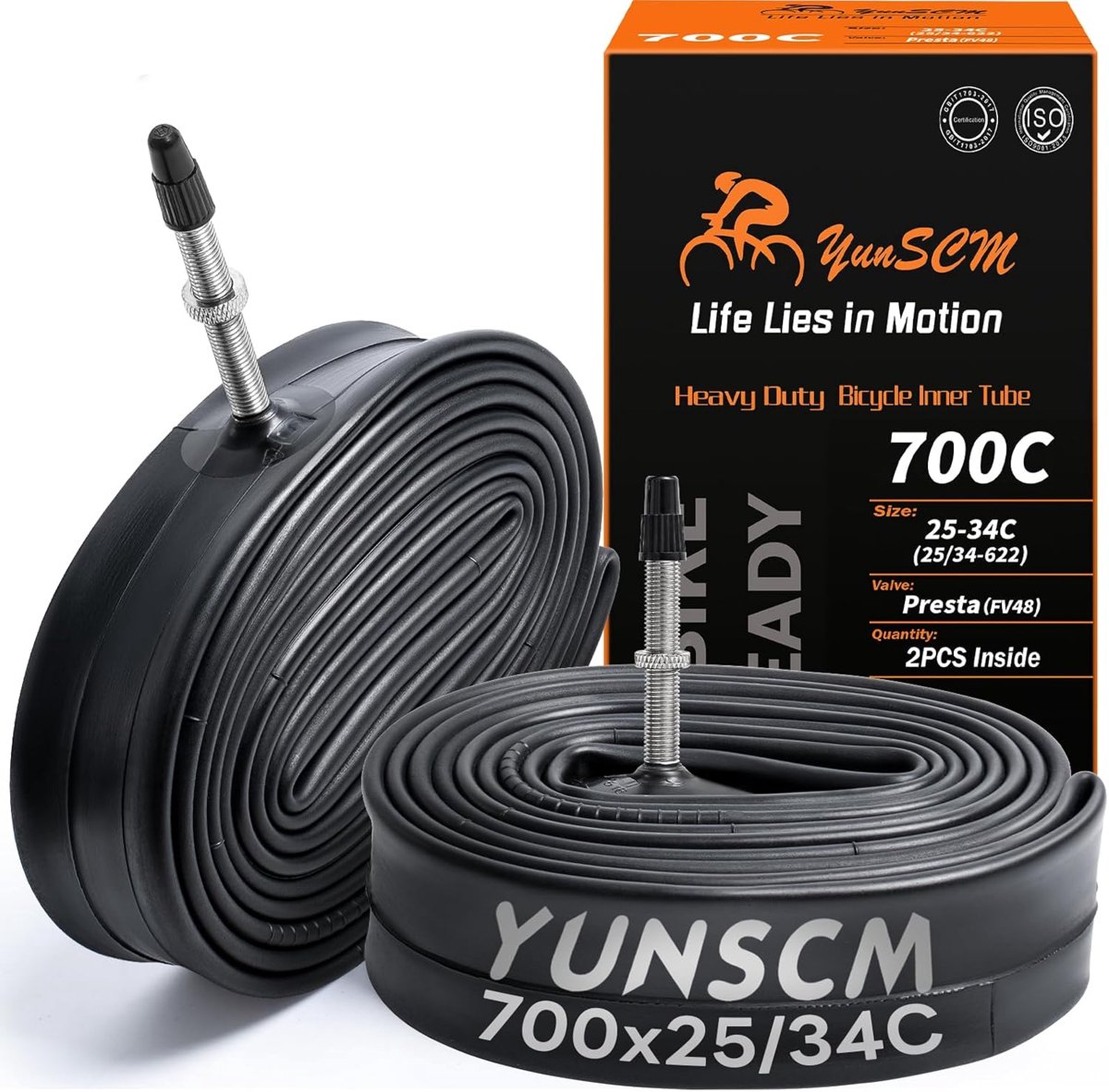 SnelShoppen - 2x Dikke Fiets Binnenband 700x25C/28C/32C/34C FV48mm Presta Ventiel - Heavy Duty Vervangingsbanden voor Wegfietsen