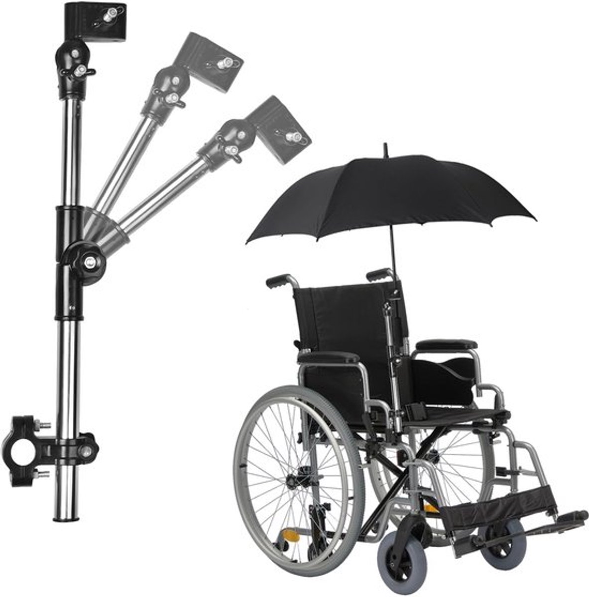 360° verstelbare parasolstandaard, parasolhouder voor buitenfietsen, universele parasolhouder met twee standen voor mobiliteit, terras en scooter