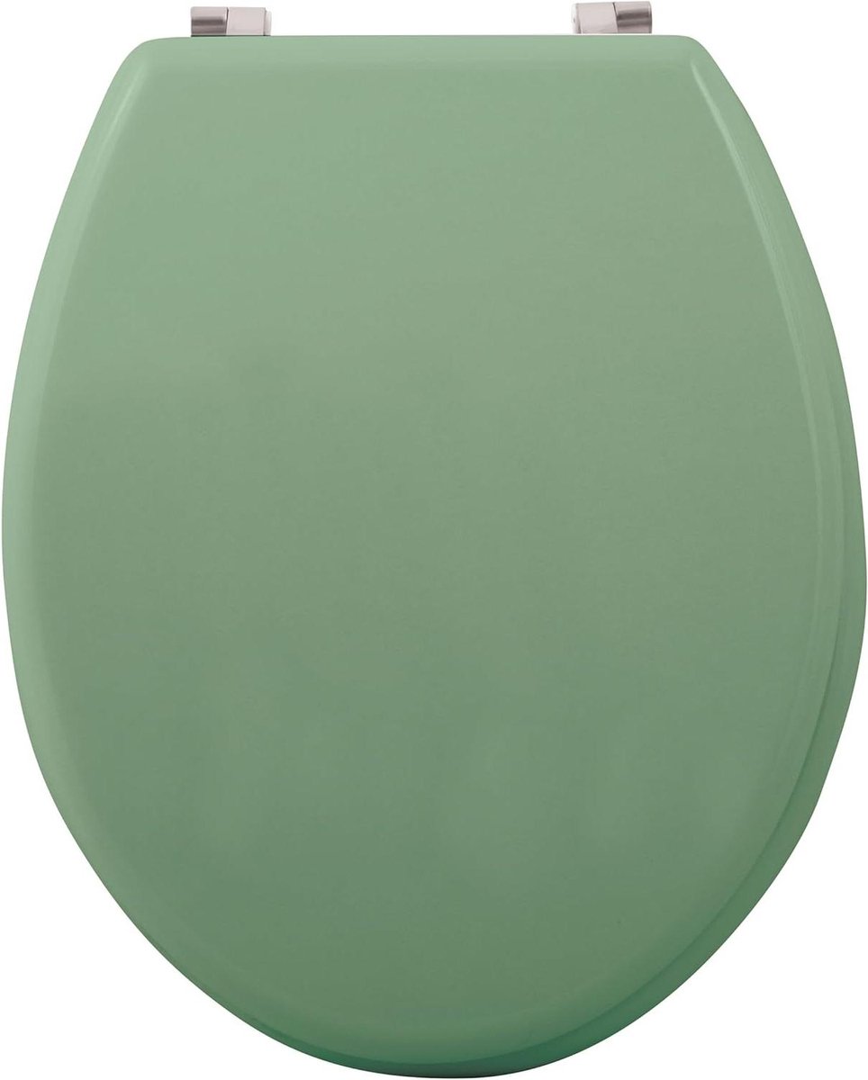 Toiletzitting - WC Deksel - Badkamer Vernieuwen - Roestvrijstalen scharnieren - 44 x 37 cm - Basilicumgroen Mat