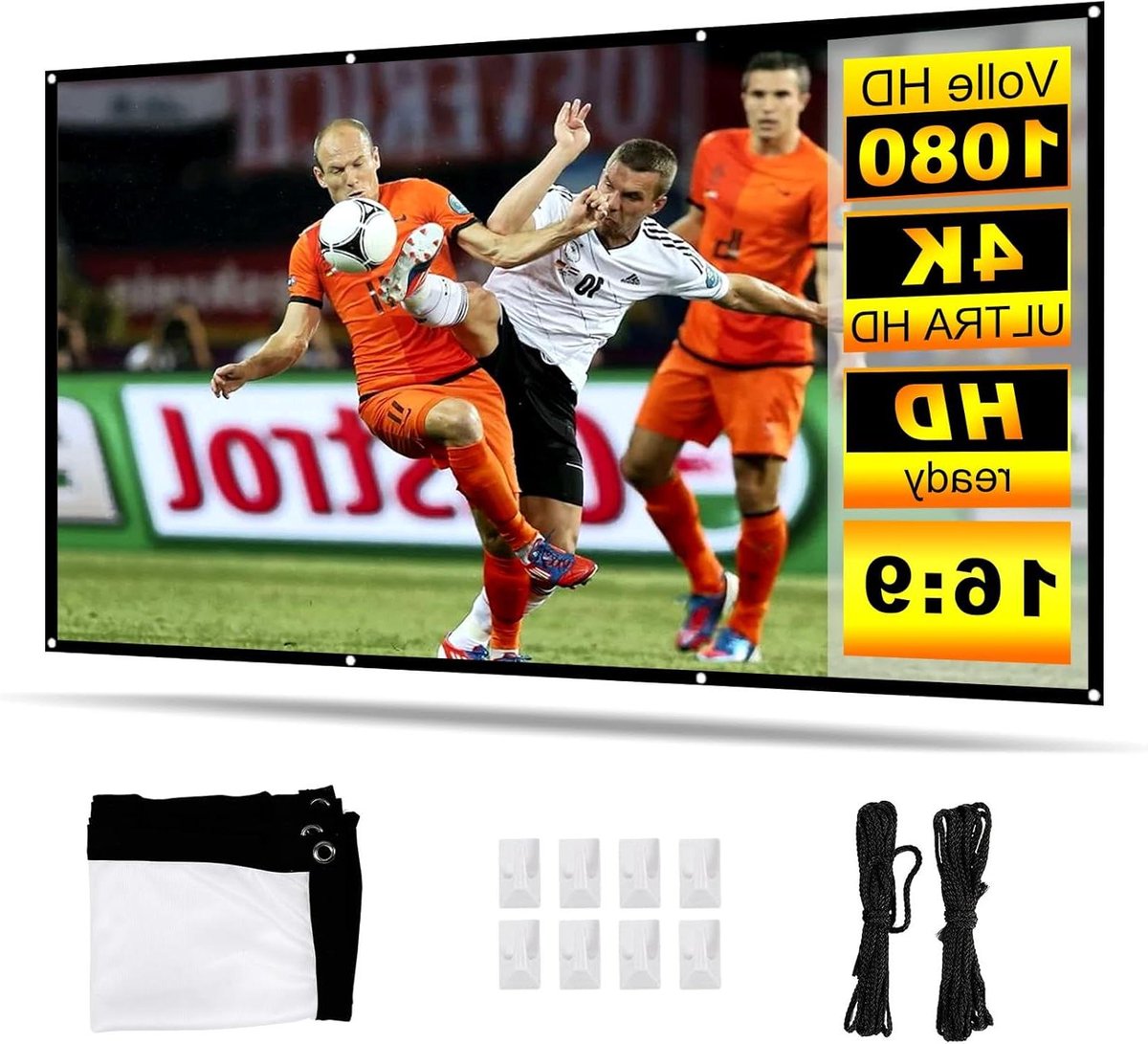 Projectiescherm - Draagbaar Gordijn - Home Cinema - Kreukvrij Polyester - 120 inch 16:9 - Wit