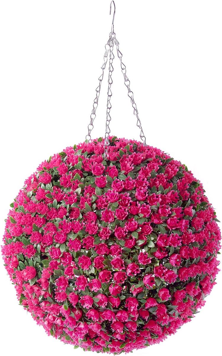 Bloem Bal Decoratie - Hangende Topiary - Buiten Decoratie - UV Beschermd - 38 cm Diameter - Roze