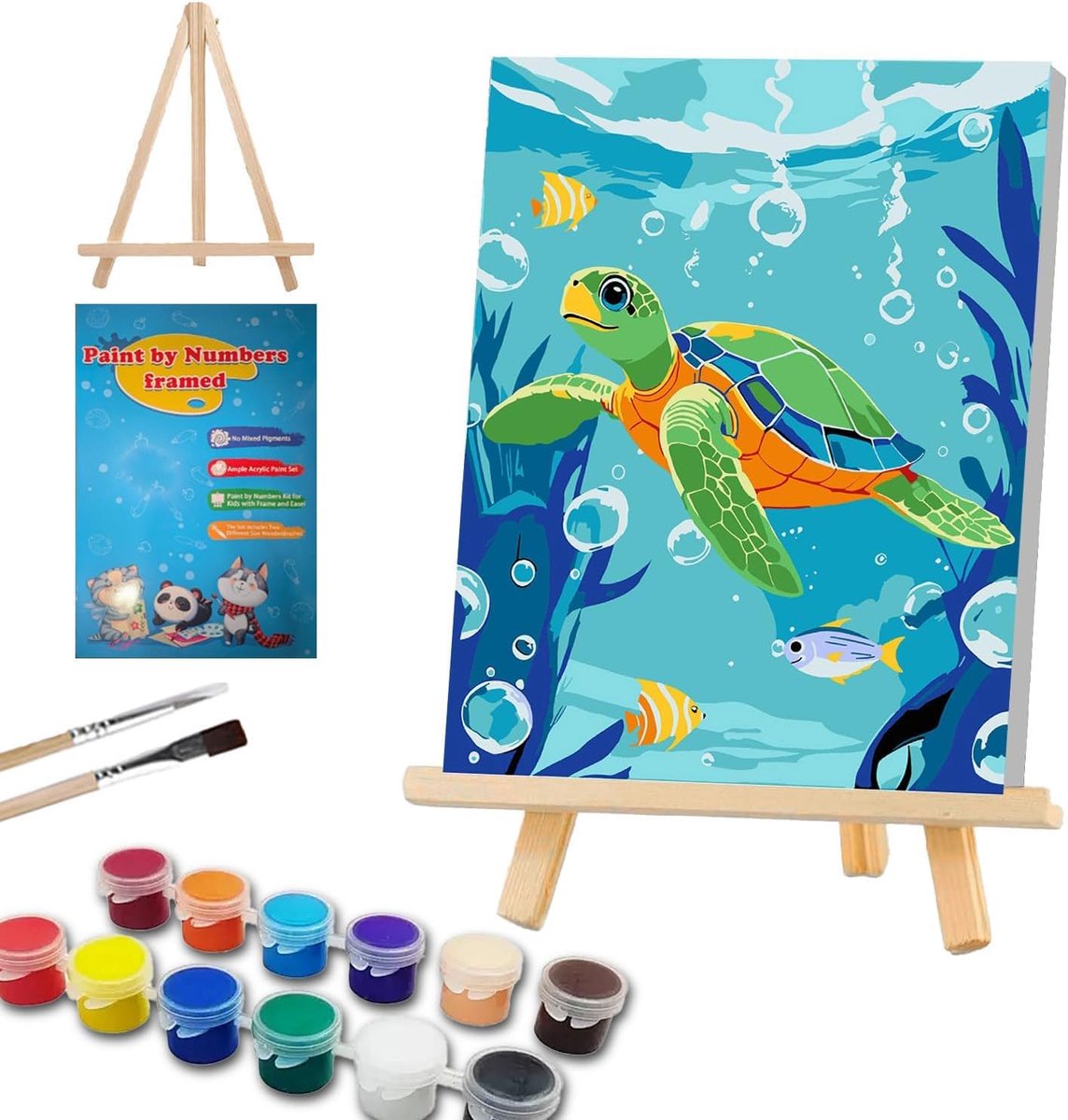 SnelShoppen - Paint by Numbers Set voor Volwassenen met Frame en Easel - Acrylverf, 2 Kwasten, Handgeschilderd Canvas voor Thuisdecoratie (20 x 30 cm)