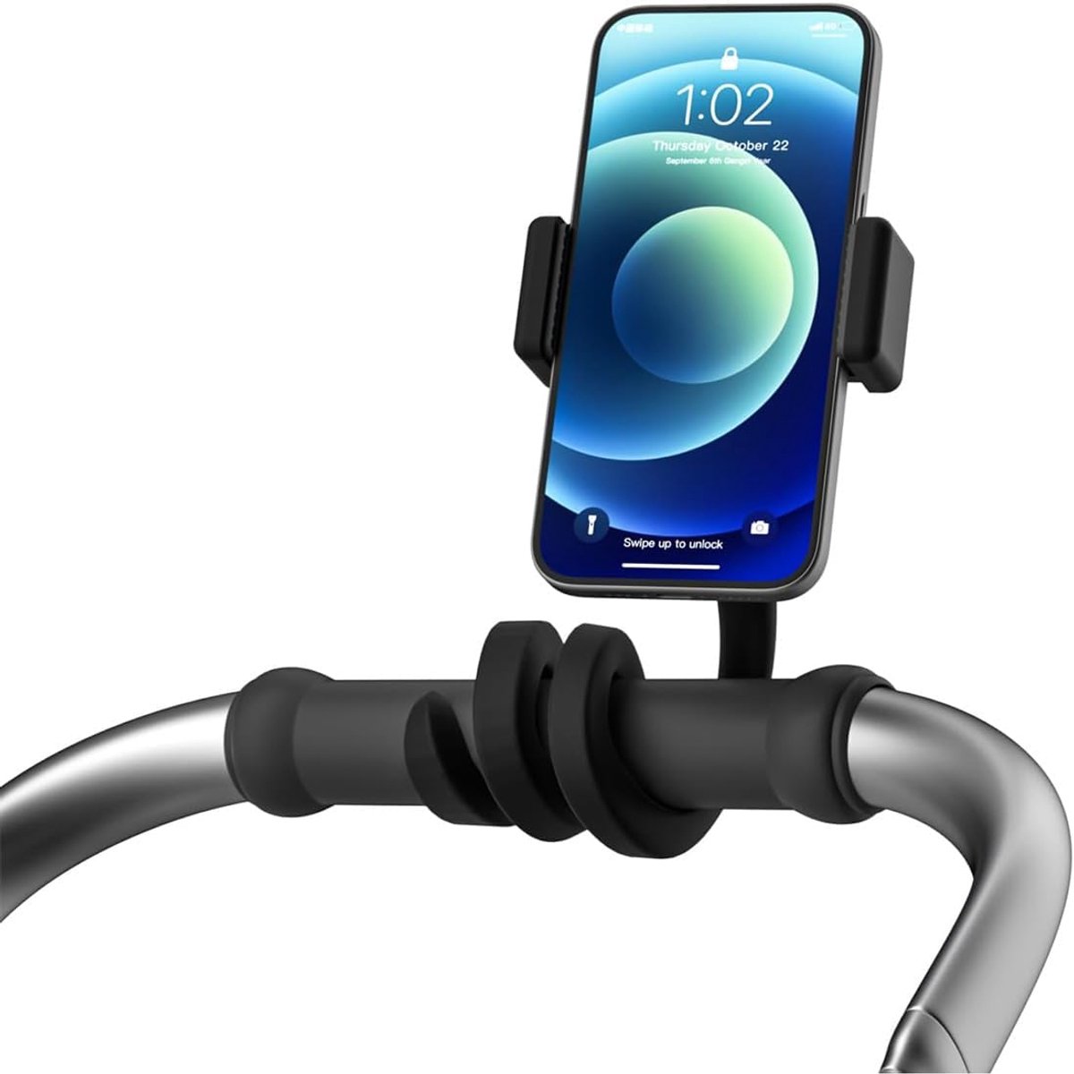 SnelShoppen - Flexibele Telefoonhouder voor Kinderwagen, Universele Telefoonclip met Handgreep, Zachte Legering, Geschikt voor Pushchair, Bureau en Me