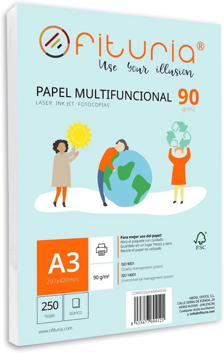 SnelShoppen - A3 Papier 90 g - 250 Vellen Multifunctioneel Wit - Geschikt voor Laserprinters, Inktjetprinters en Kopieermachines - Ideaal voor School,