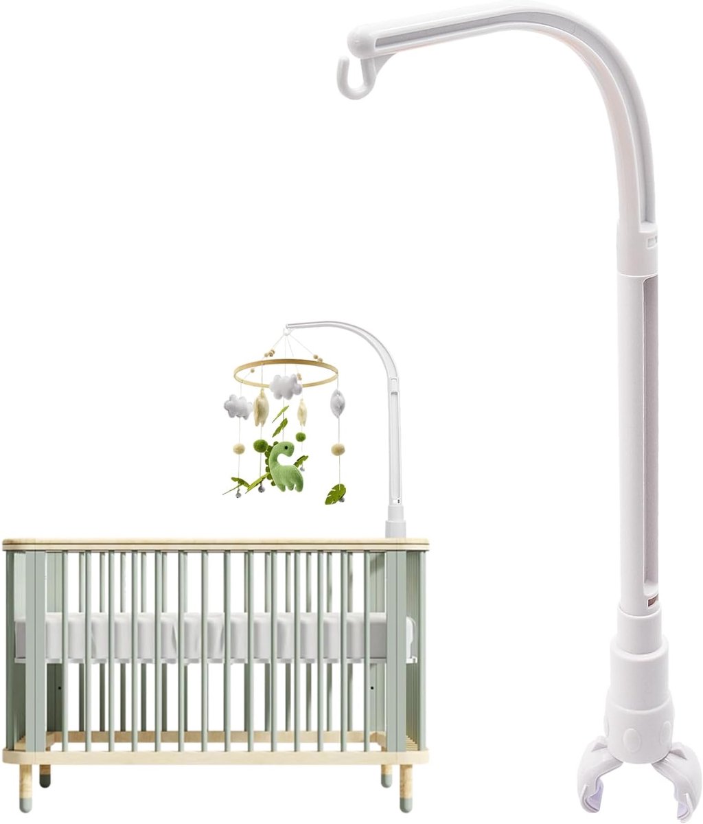 Baby Mobiel Houder - Kinderbed Ophanging - Decoratie Ophangen - Verstelbare Klauw - 58 cm Lang - Wit