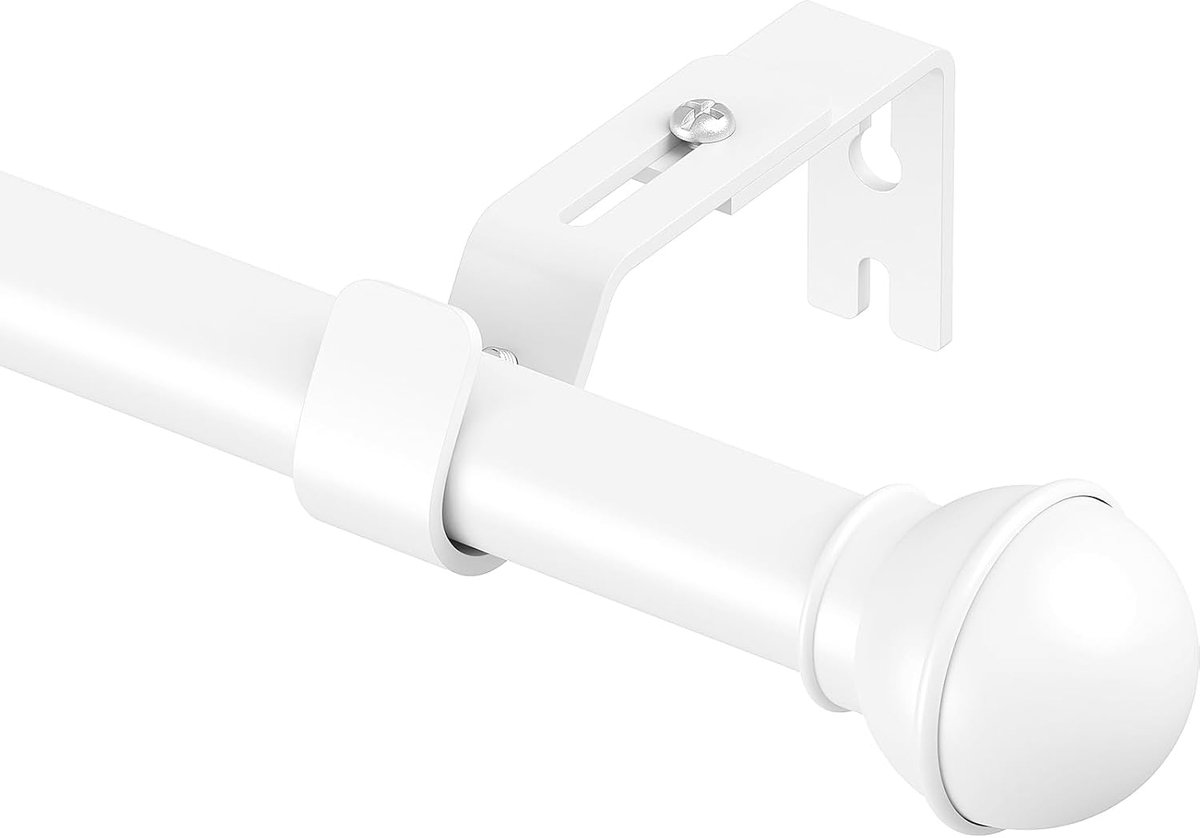 SnelShoppen - Uittrekbare Gordijnroede 22 mm, Sterke Roestvrijstalen Schroefstangset met Hoogte Verstelbare Dragers, Wit, 80-308 cm voor Woonkamer, Sl