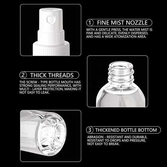 SnelShoppen - Lege Spuitfles Set 4 stuks, 20 ml Draagbare Verstuiver, Navulbaar en Herbruikbaar, Transparant Kunststof, Ideaal voor Reizen, Cosmetica, van Snelshoppen — afbeelding 2