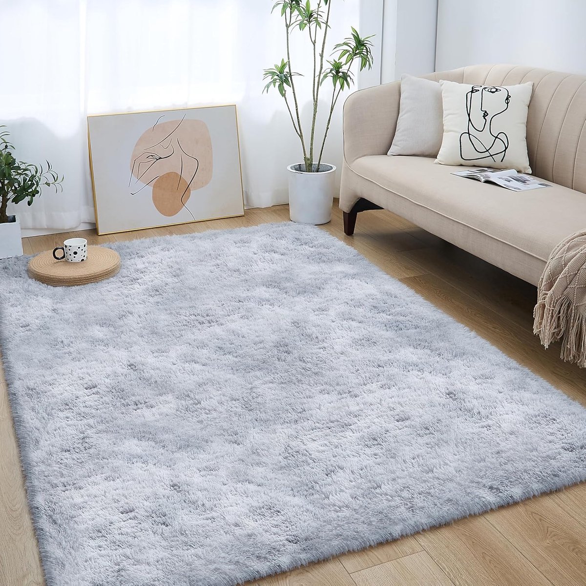 SnelShoppen - Hoogpolig Tapijt 120 x 160 cm, Wasbaar, Antislip, Zacht en Wollig voor Woonkamer, Slaapkamer en Kinderkamer - Modern en Comfortabel