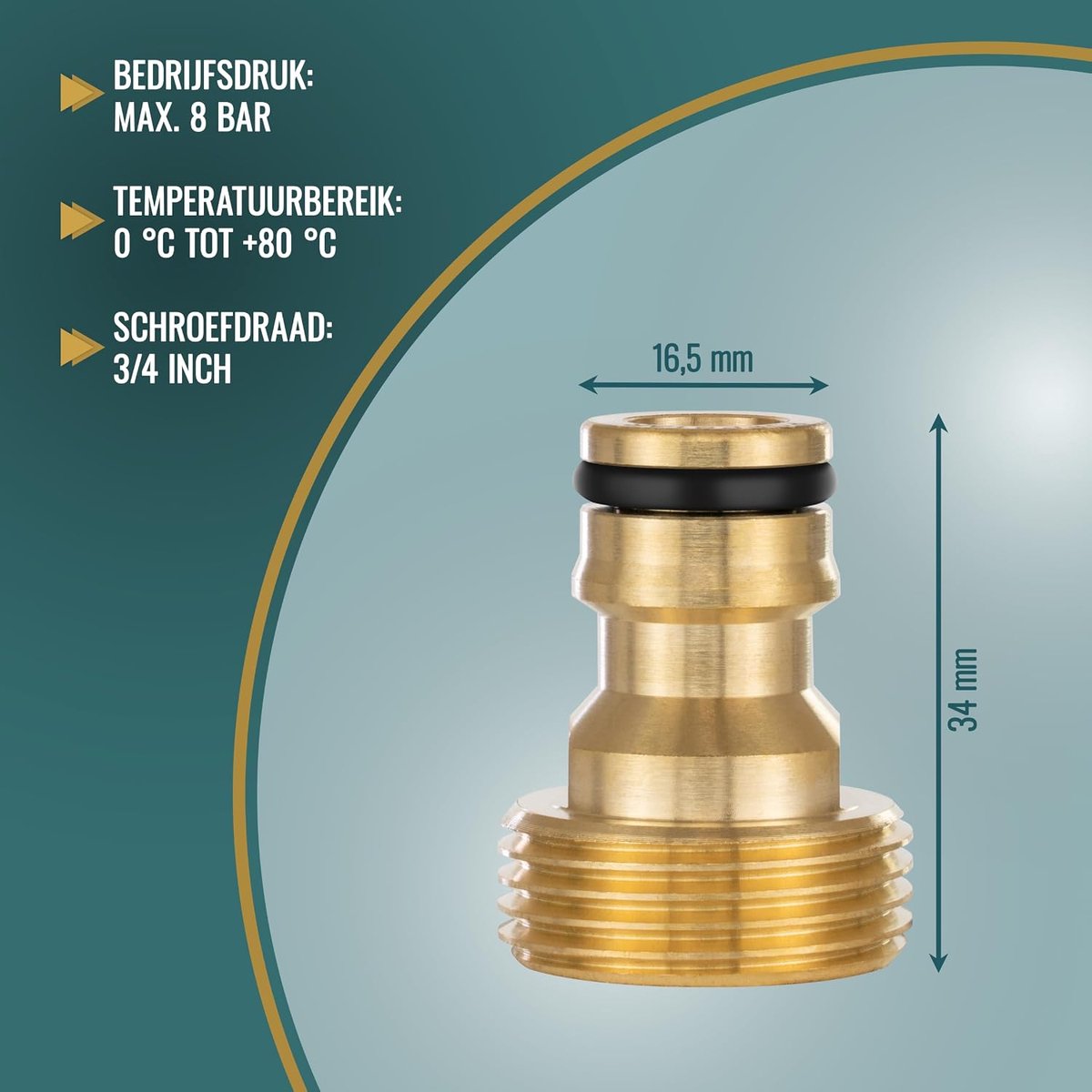SnelShoppen - 2x Wateradapter met 3/4 inch Buitendraad en Koppeling voor Tuinslang - Multifunctioneel, Duurzaam, Messing, Voor Gardena Compatibel - Tu