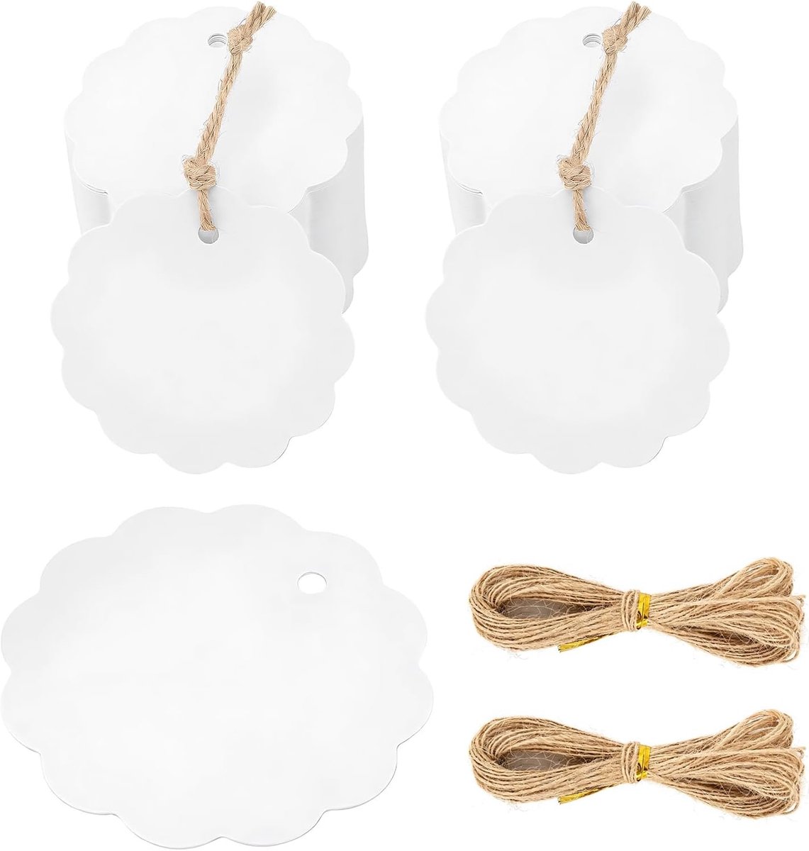 SnelShoppen - 200 Stuks Cadeaulabels Kraftpapier Rond met Jute Koord - Ideaal voor Geschenken, Bruiloften, Verjaardagen, Pasen, DIY Knutselprojecten
