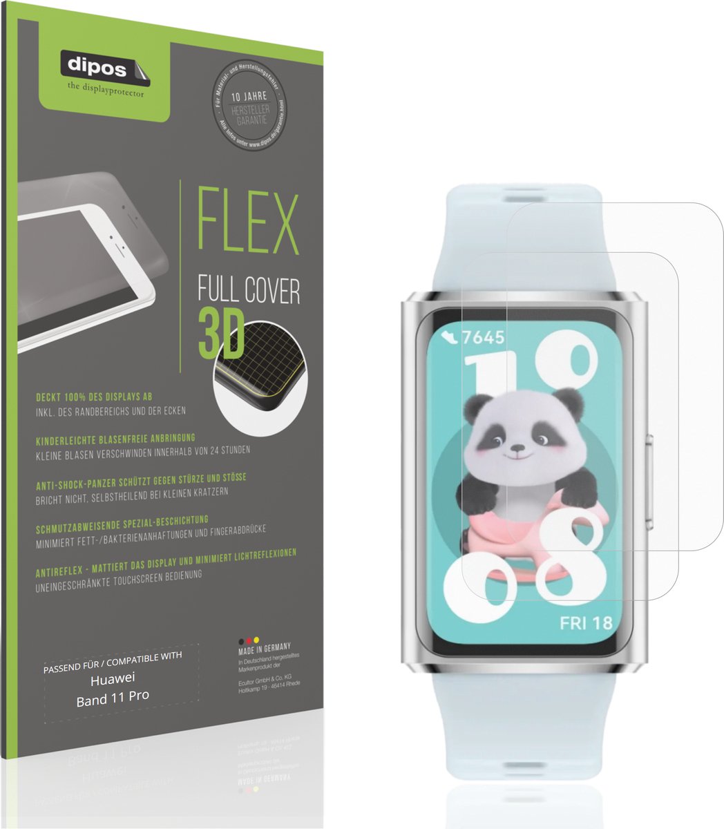 dipos FLEX – 2x Matte Screenprotector geschikt voor Huawei Band 11 Pro | Volledige Schermbescherming | Case-Friendly