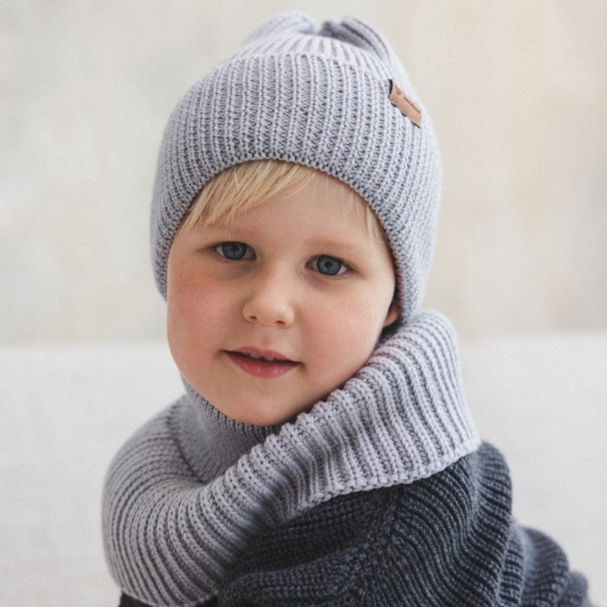Kindermuts van merino wol - Grijs