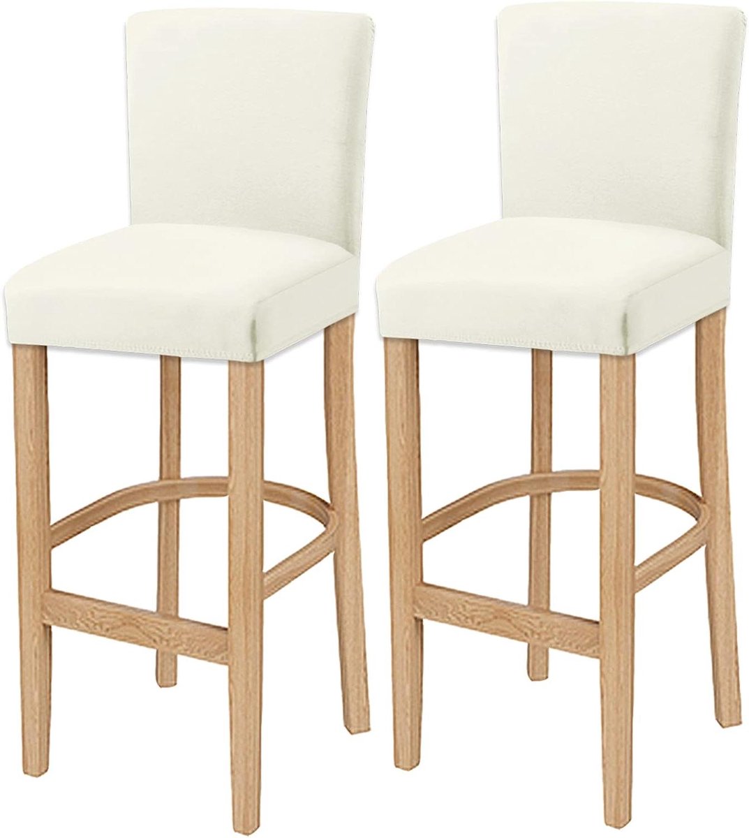 Barkrukhoezen Set - Stoelhoezen - Interieur Vernieuwen - Wasbaar Materiaal - 2 Stuks - Ivoor