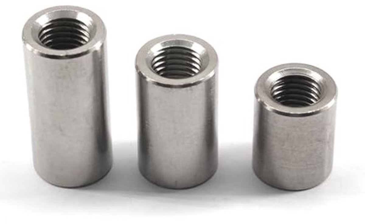 Ronde Moeren M4 6 x 15 mm 304 RVS Lange Mofmoeren voor Lange Stangen 30 Stuks