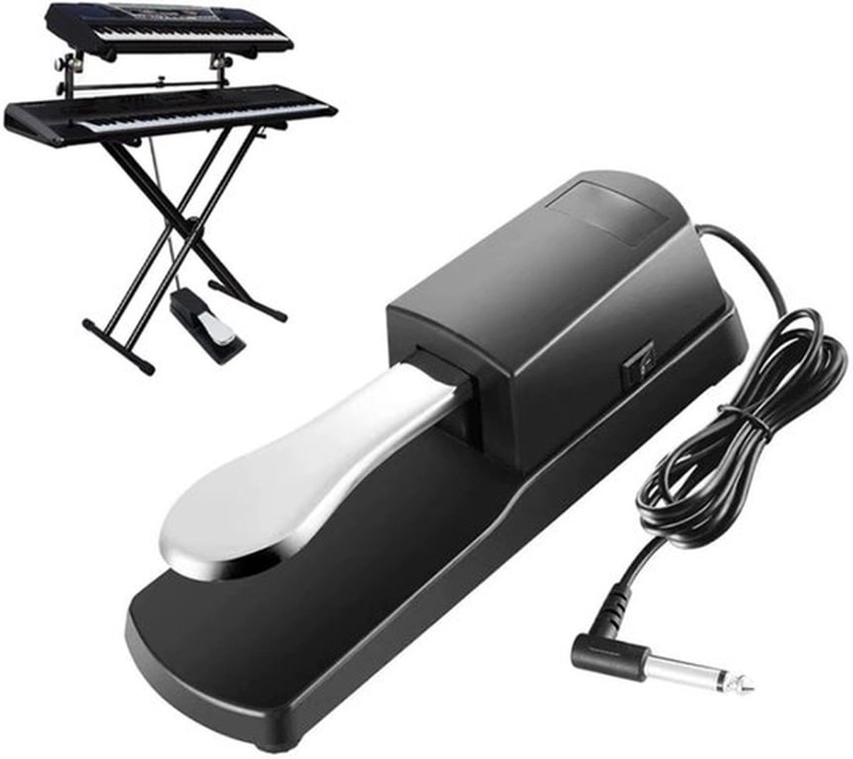 Sustain pedaal - Sustain voetpedaal - Sustain Keyboard pedaal - 6.35 mm Universeel - Met 1,5 meter kabel - Voor e-piano, synthesizer, digitale piano, elektronische keyboards