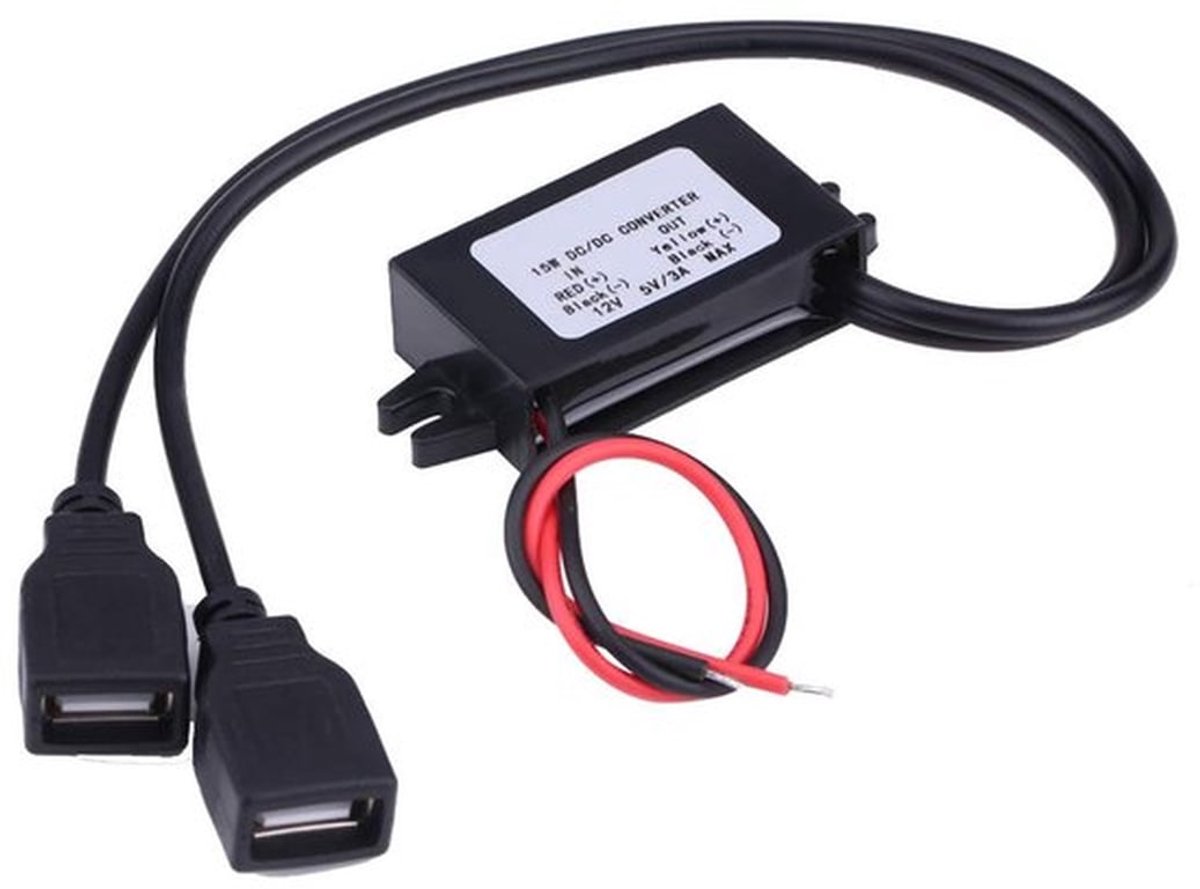 Universele dubbele USB lader Adapter Converter Module voor auto motorfiets telefoon opladen 3A DC 12V naar DC 5V