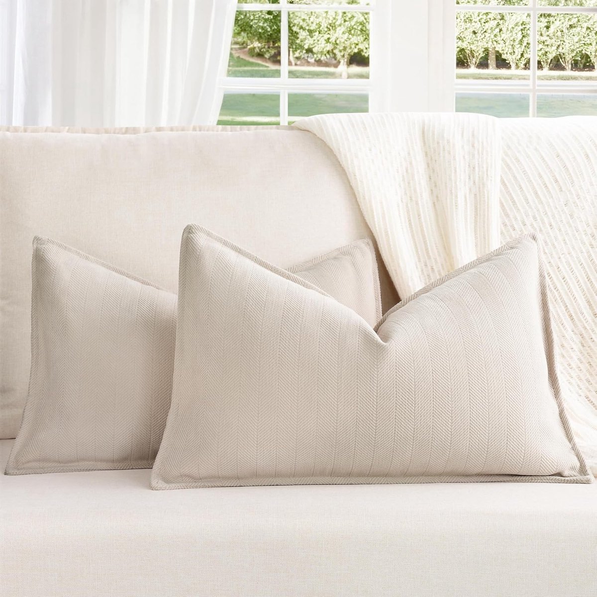 SnelShoppen - Set van 2 Zachte Chenille Sofa Kussenhoezen - Elegante Decoratieve Kussens voor Sofa, Bed en Thuisdecoratie - 40x60 cm Luxueuze Kussens