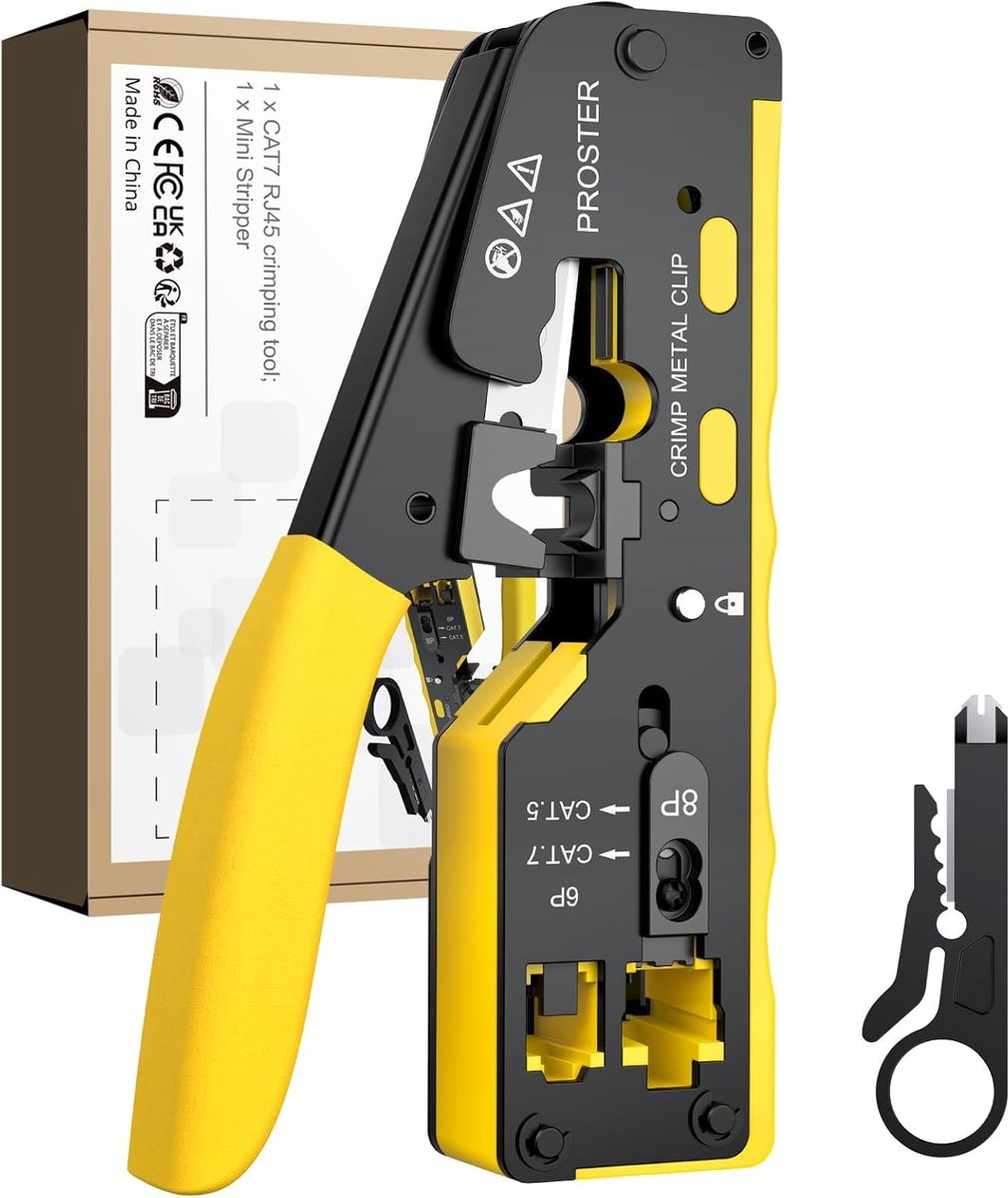 SnelShoppen - Proster Crimping Pliers RJ45 Professionele Multifunctionele Strip Tang voor Netwerk Kabels, Crimp Tool voor RJ45 CAT5 CAT6 CAT6A CAT7 Et