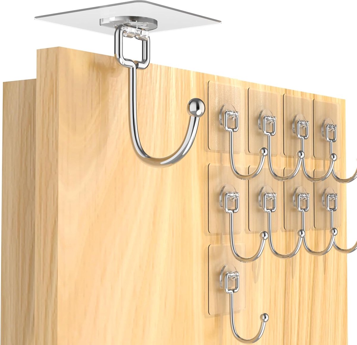 SnelShoppen - Grote Transparante Plak Haakjes, Extra Sterk en Heavy-Duty, Tot 20 kg, 10 Stuks, Waterdicht en Roestvrij, Zelfklevend voor Badkamer en T