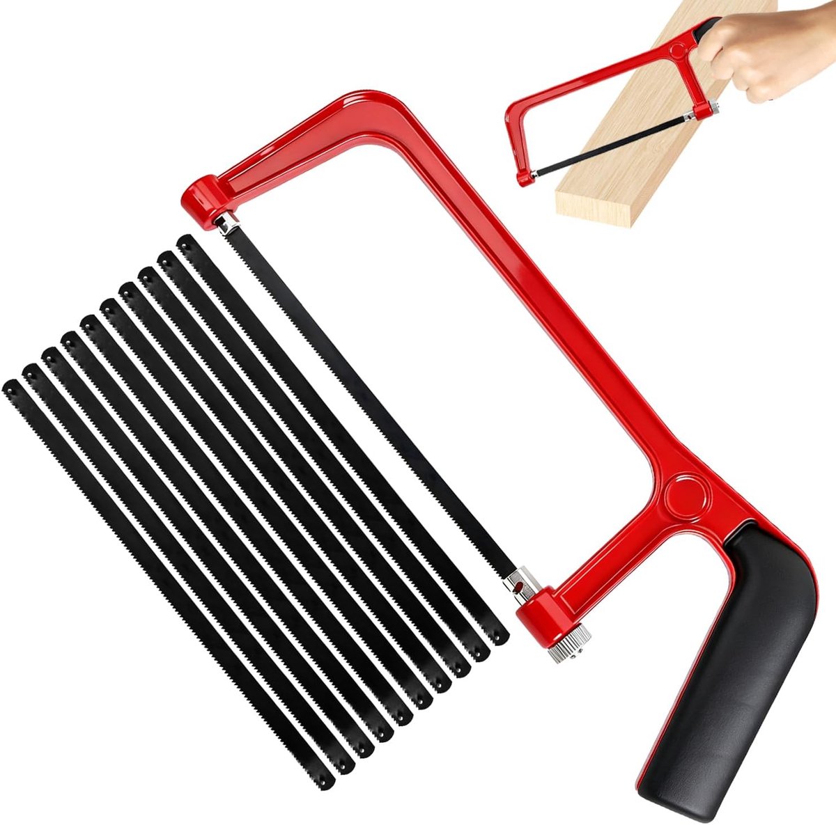 SnelShoppen - Metal Saw Set 11-delige Set met 10 Bi-Metaal Bladen, Verstelbaar Handzaagframe voor PVC, Tegels, Reparaties en DIY - Handgereedschap
