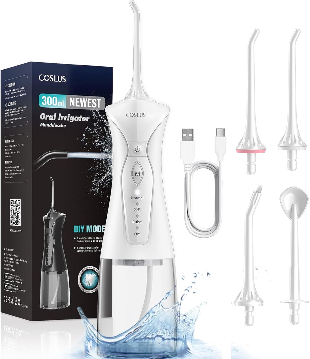 SnelShoppen - Draadloze Mond irrigator - Elektrische Tandreinigers met 4 Modi - Draagbare Waterflosser - 300ml Watertank - Eenvoudig te Gebruiken - To