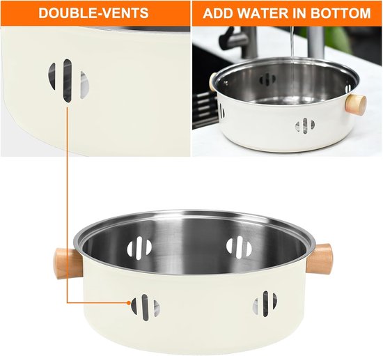 Draagbare houtskoolgrill, mini-barbecuegrill uit één stuk, multifunctionele rookvrije ronde tafelbarbecue op houtskool, geschikt voor koken binnen en buiten, familiebijeenkomsten, picknicks en kamperen (beige). van Diepintuin — afbeelding 5