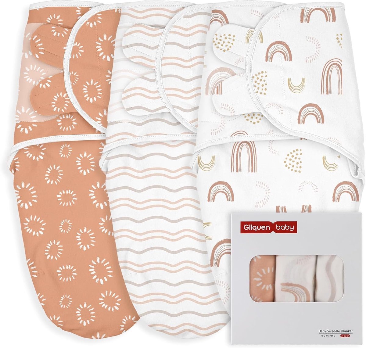 SnelShoppen - Baby Pucksack 0-3 Maanden - 100% Biokatoen Slaapzak voor Pasgeborenen - Oeko-tex100 Kwaliteit - Regenboog Motief - Veilig en Comfortabel