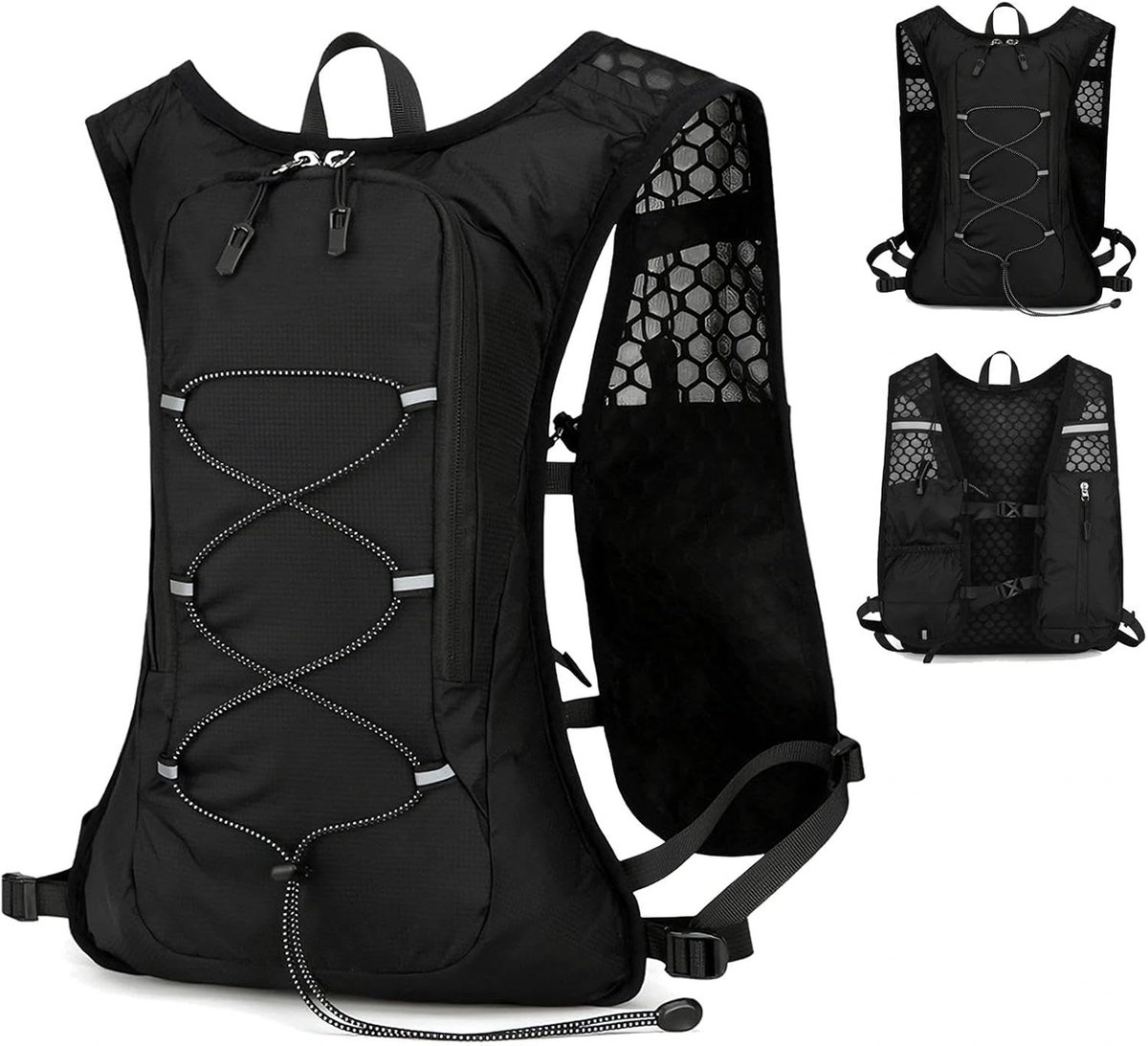 Loopvest - Zwart - Ultralicht Ademend Nylon - Met Drinkzak en Verstelbare Borstriemen - Voor Dames en Heren