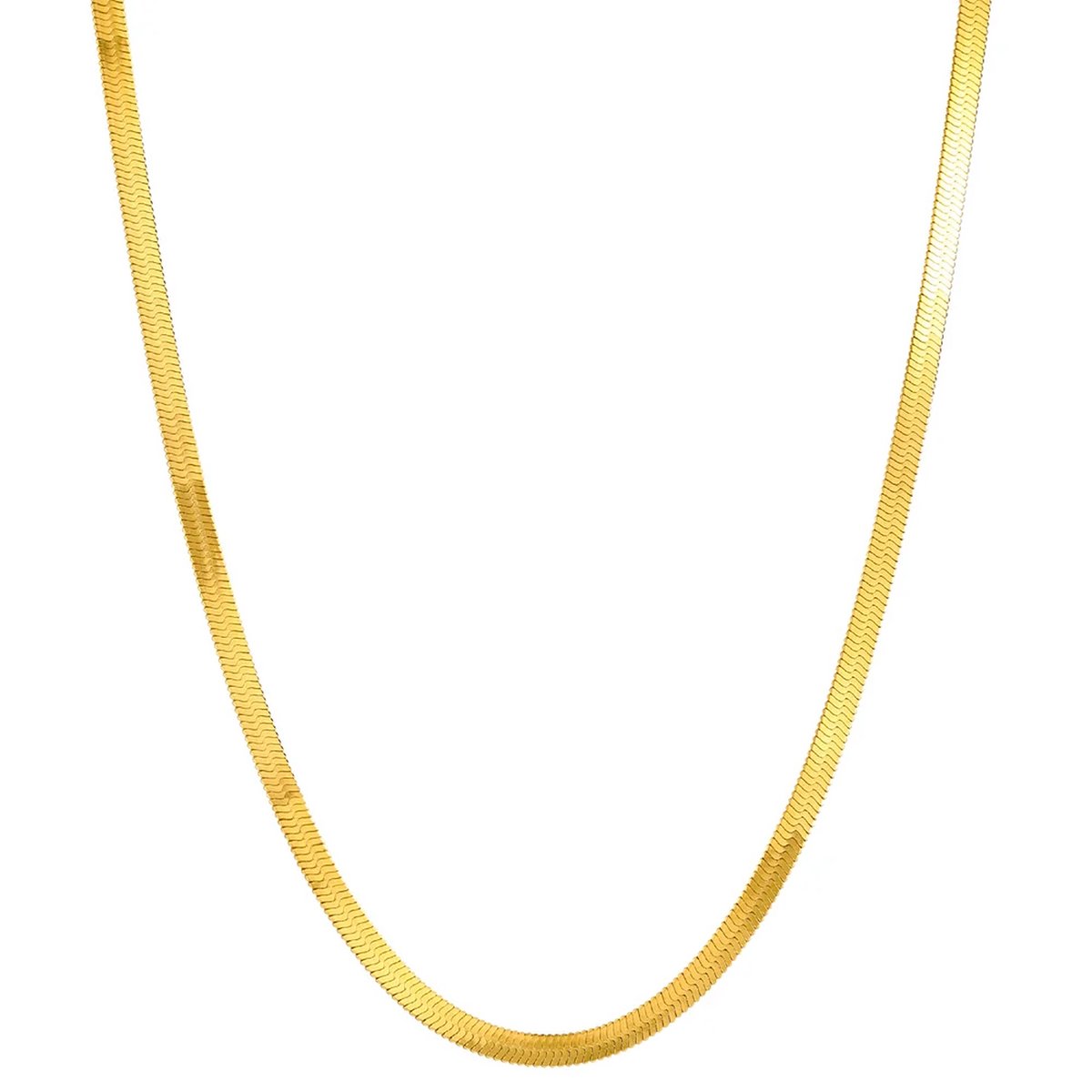 Victorious Choker Ketting Dames – Gouden Schakelketting – Platte Herringbone Halsketting – 39–44 cm
