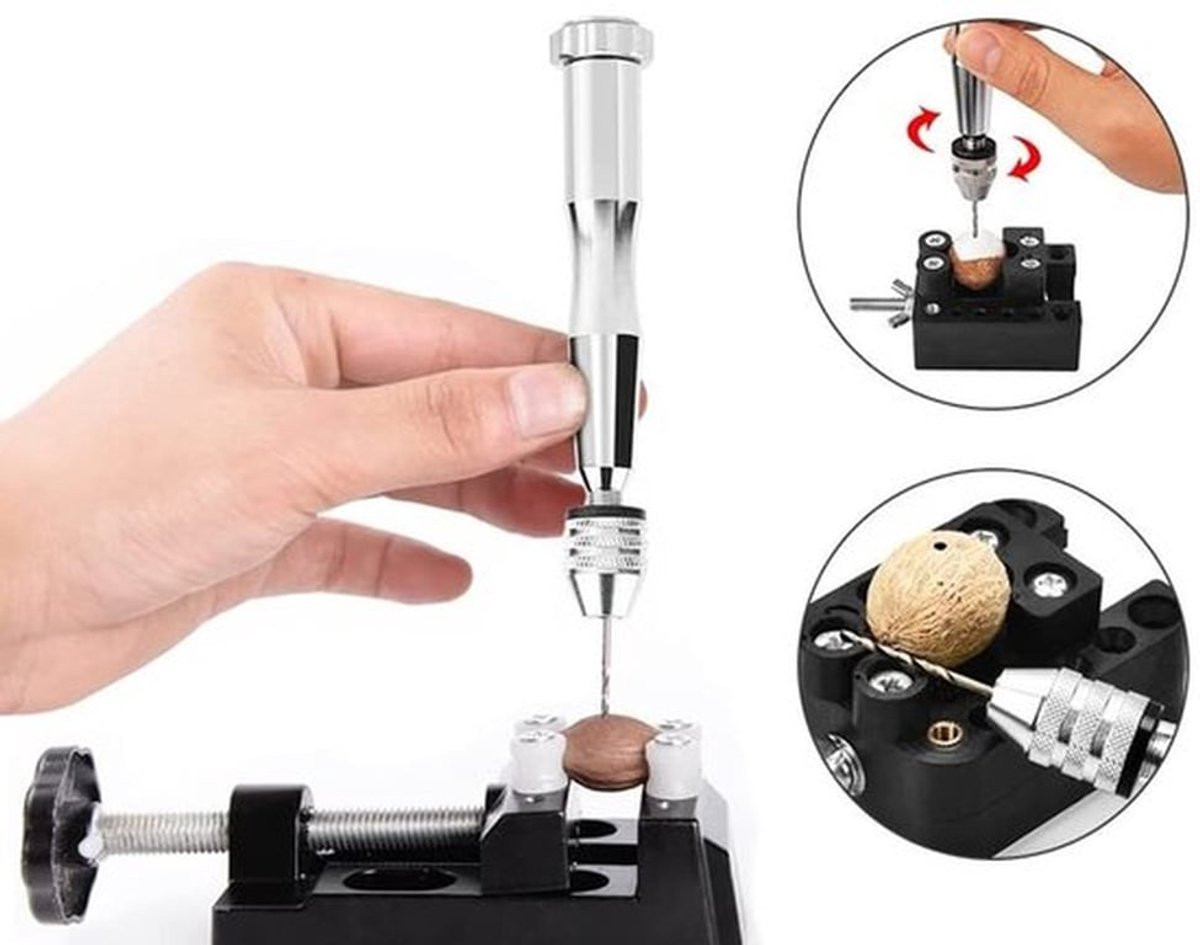 Handboor - Precisieboren - 25 HSS Boorbits - Grijpbereik 0.3-3.6mm - Geschikt voor Hout/Plastic/Rubber - Lichtgewicht en Efficiënt - Boor