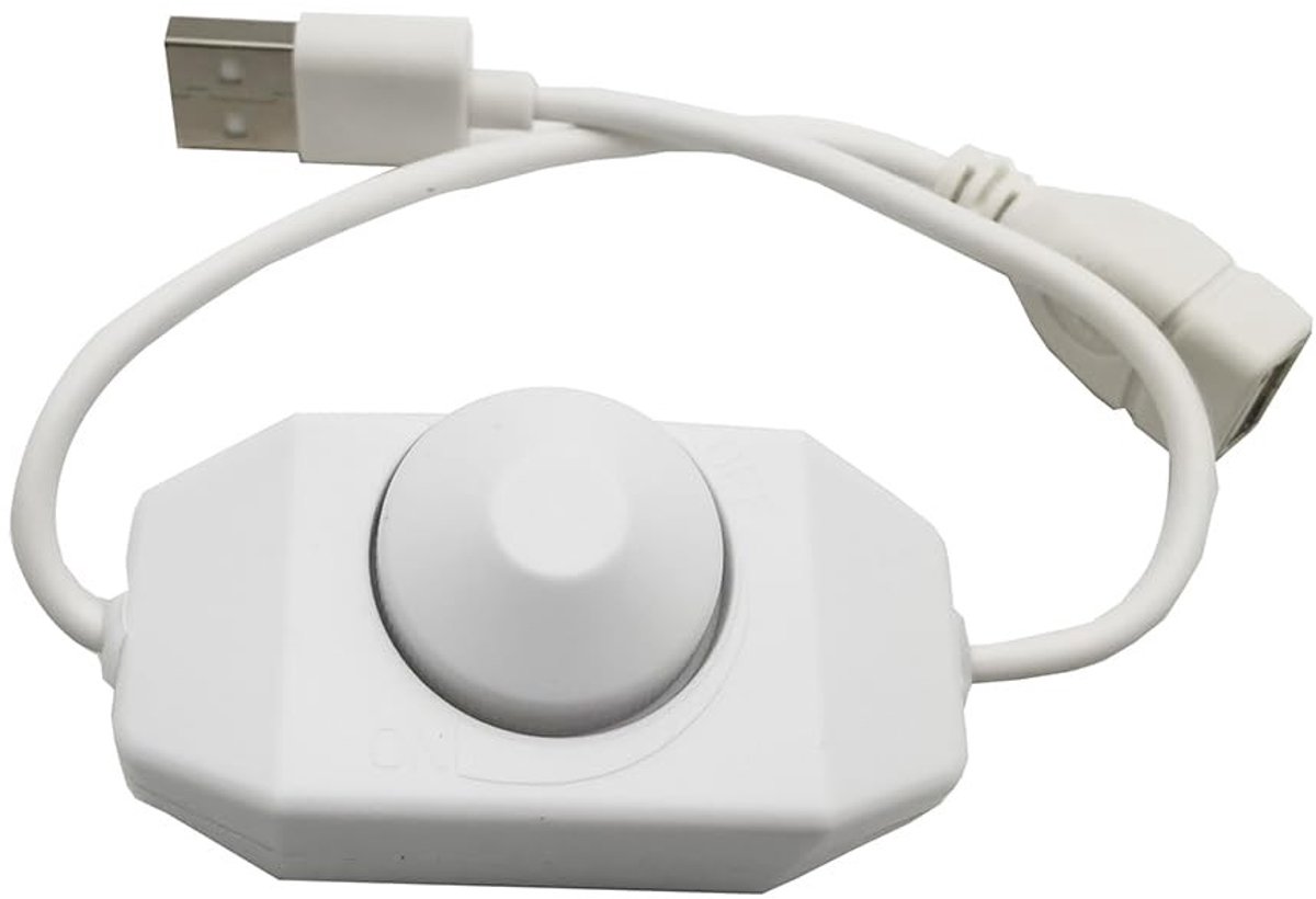 USB LED Dimmerschakelaar - Wit - 66 x 33 x 34 mm - Kunststof - Voor LED-strips en Lampen