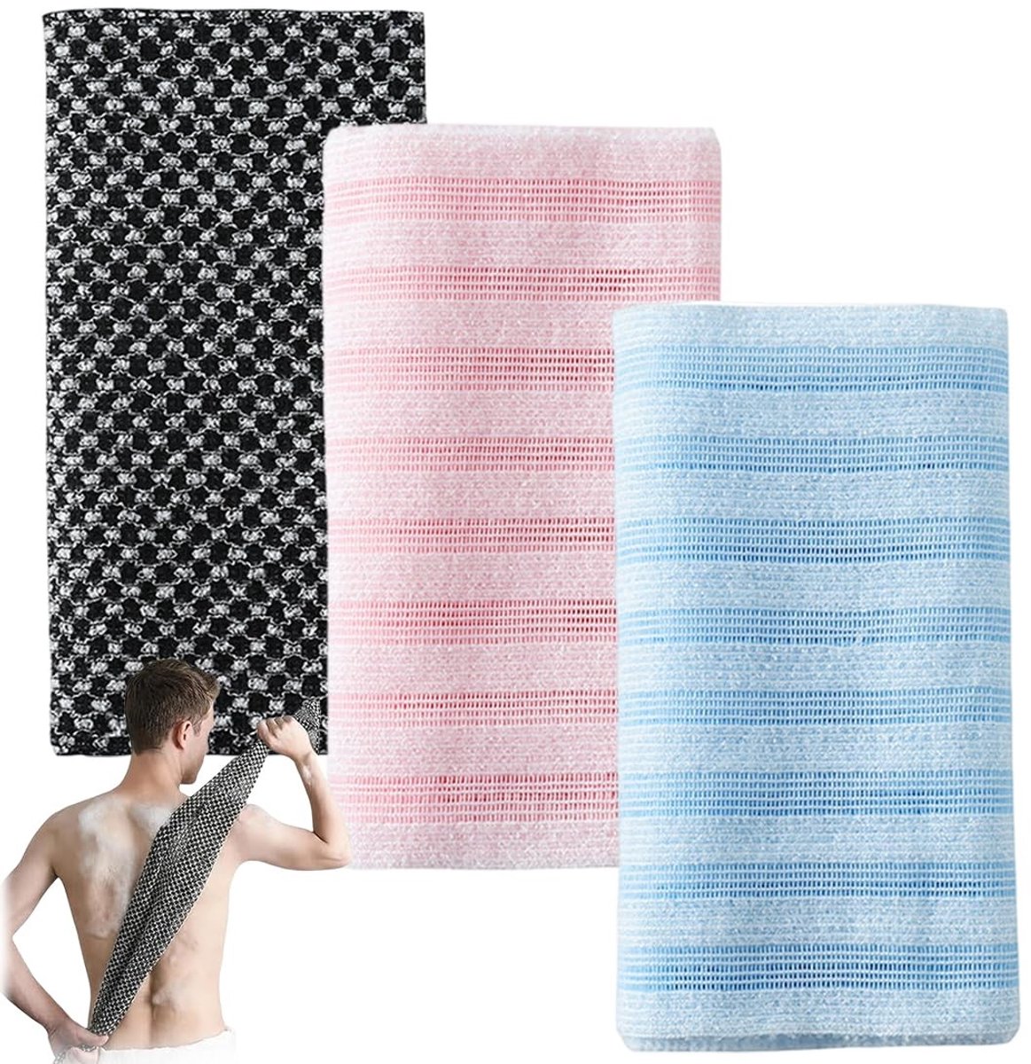 Solidchoice - Set van 3 Exfoliërende Douchedoeken