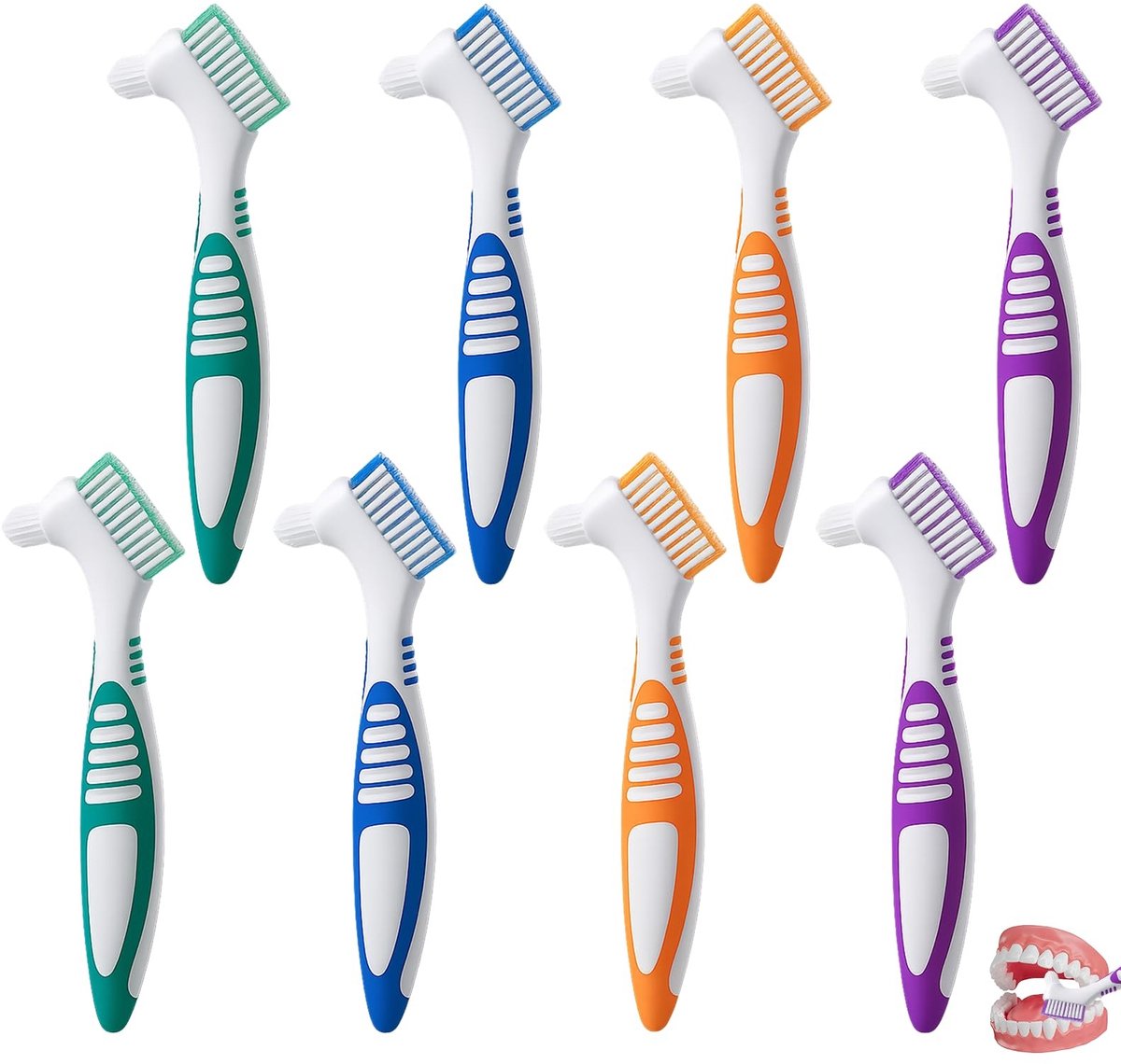 Solidchoice - Set van 8 Gekleurde Prothesentandborstels