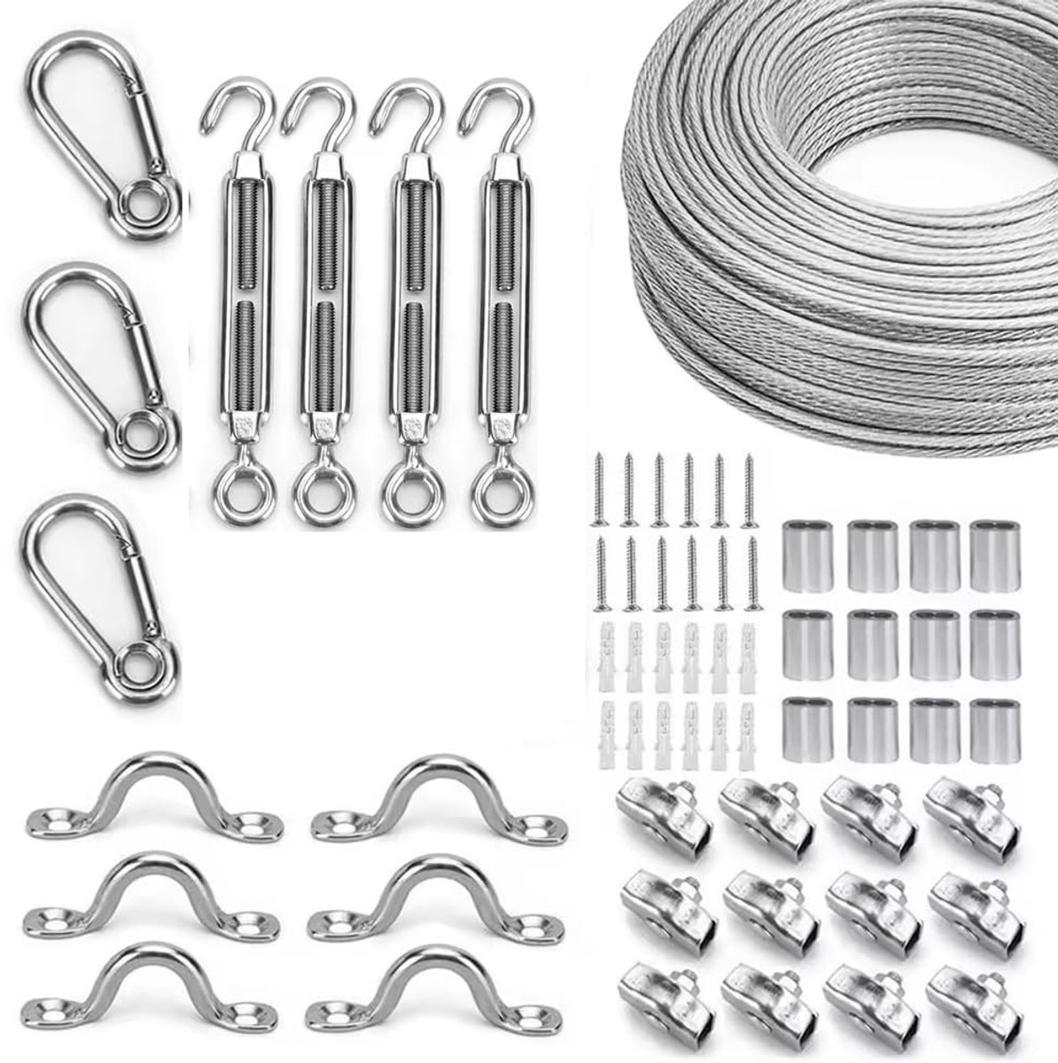 Solidchoice - Spandraadset 5 mm 60 m PVC voor Tuin en Waslijn