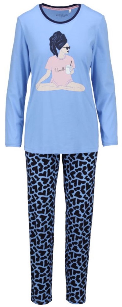 Ringella Katoenen dames pyjama lichtblauw Ringella - Blauw - Maat - 54
