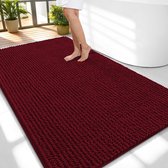 Olanly Badmat Antislip – Chenille Douchemat – Badmat Badkamer – Super Absorberend Deuropmat – Wijnrood – 89X150cm