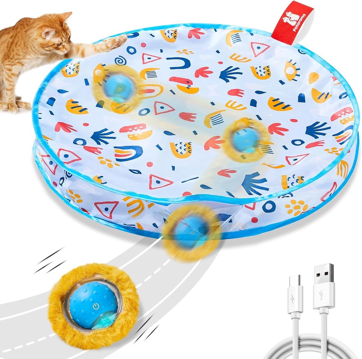 Voerpuzzel voor kat - Zwart - 28 Inch Speelmat - Interactief Kattenspeelgoed met Rollende Bal - Voor Binnenkatten