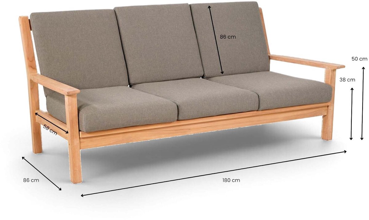 Lesli Living Loungebank Teak 180 cm incl. Kussen