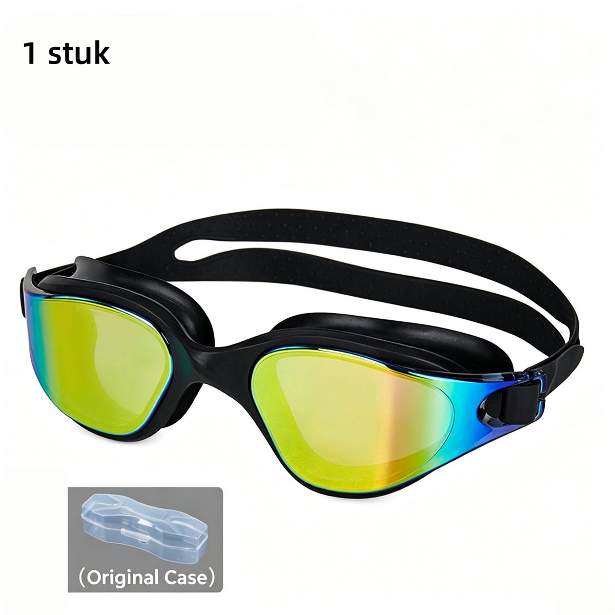 1 stuk-Volwassen zwembrogel-waterdicht mist-zwemmen-beschermende bril grote frame HD-silicone zwembrogel-verzending van de doos-zwarte frame kleurspiegel