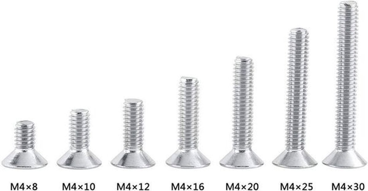 Platte Kopschroeven 50 Stuks - Roestvrij Staal - M4 x 8/10/12/16/20/25/30 mm - Sterschroeven - Ideaal voor Gesloten Ruimtes - Corrosiebestendig - Schroeven