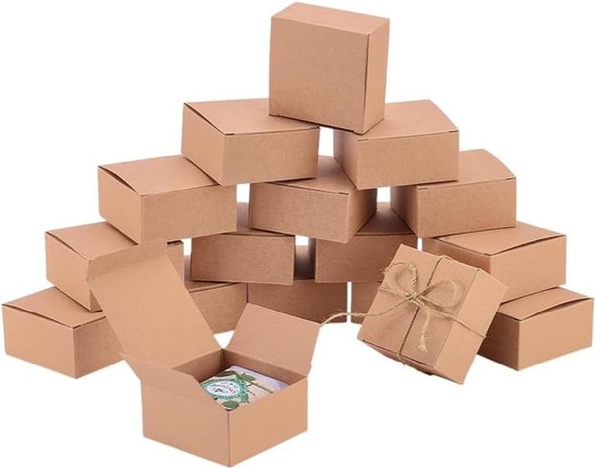 geschenkdozen - vierkante dozen - opvouwbare doos - kleine feestgeschenkdozen - bruiloft verpakking - papieren dozen voor decoratie - 30 stuks papieren geschenkdozen, 8 x 8 x 4 cm, burlyWood kleur.