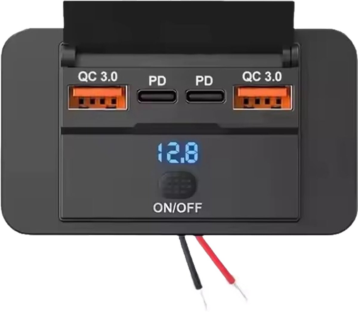 ProRide 12V USB Autolader 4 Poorten Inbouw - 30W QC3.0 - Snellader - USB Stopcontact - Zwart