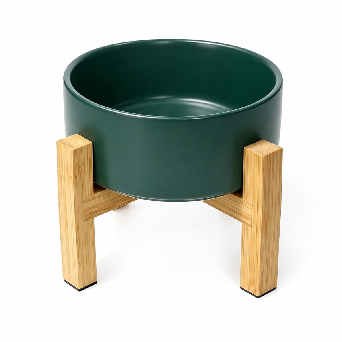 Famanu – Verhoogde keramische kattenkom met standaard, anti-braak voer- en waterbak voor katten en kleine honden, antislip ontwerp, 400 ml, groen