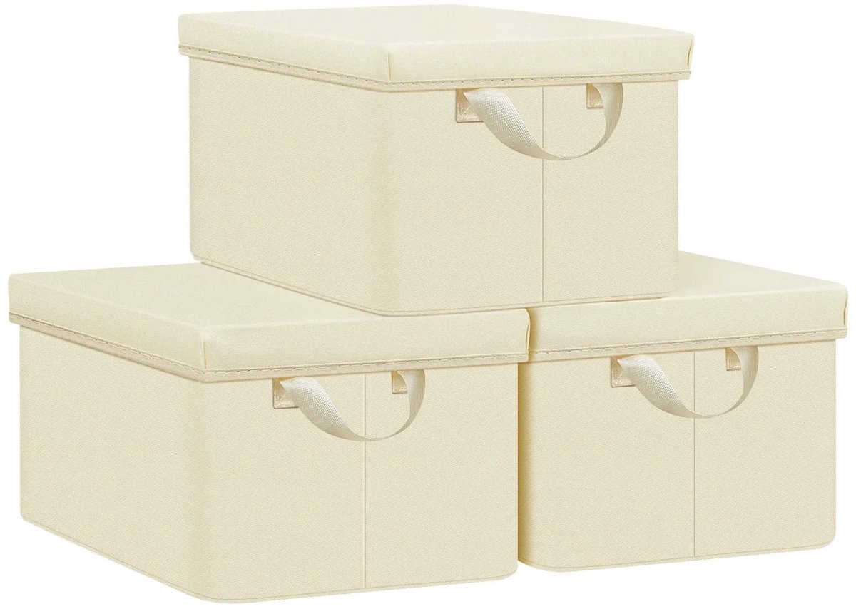 Opbergboxen met deksel 3 pieces - Opvouwbaar, stofbestendig, groot opslagvermogen - Set van 3 stuks