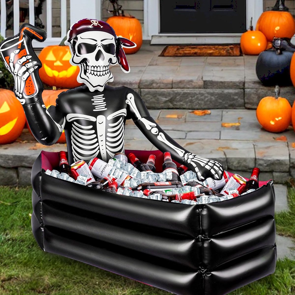 Casalora® Halloween Opblaasbare Decoratie Skelet Drankkoeler – 90 x 60 x 90 cm – Grote IJskoeler voor Drankjes – Halloween Feestdecoratie voor Binnen en Buiten